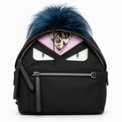Fendi Bag Bugs Mini Backpack in Black Nylon, Leather and Blue Fur | Shop Authentique Lux