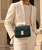 CELINE Smooth Calfskin Medium Classic Box Bag, Green, Gold Hardware | Shop Authentique Lux