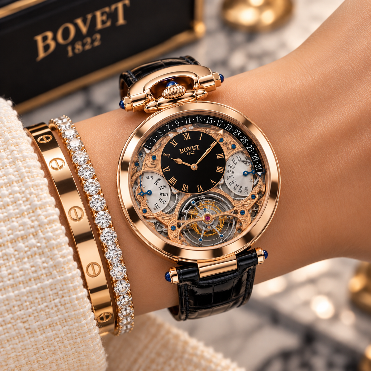 BOVET Virtuoso III Tourbillon AIQPR003-15, Black Dial, 18k Rose Gold, Full Set | Shop Authentique Lux