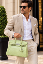 HERMÈS Birkin 25, Matte Crocodile, R9 Tender Sprout Green / Vert Criquet, Palladium Hardware, 2021 | Shop Authentique Lux