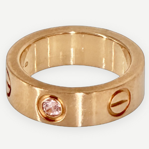 CARTIER Love Ring, 18K Rose Gold, Pink Sapphire, 5.5mm, Size 47 (US 4)