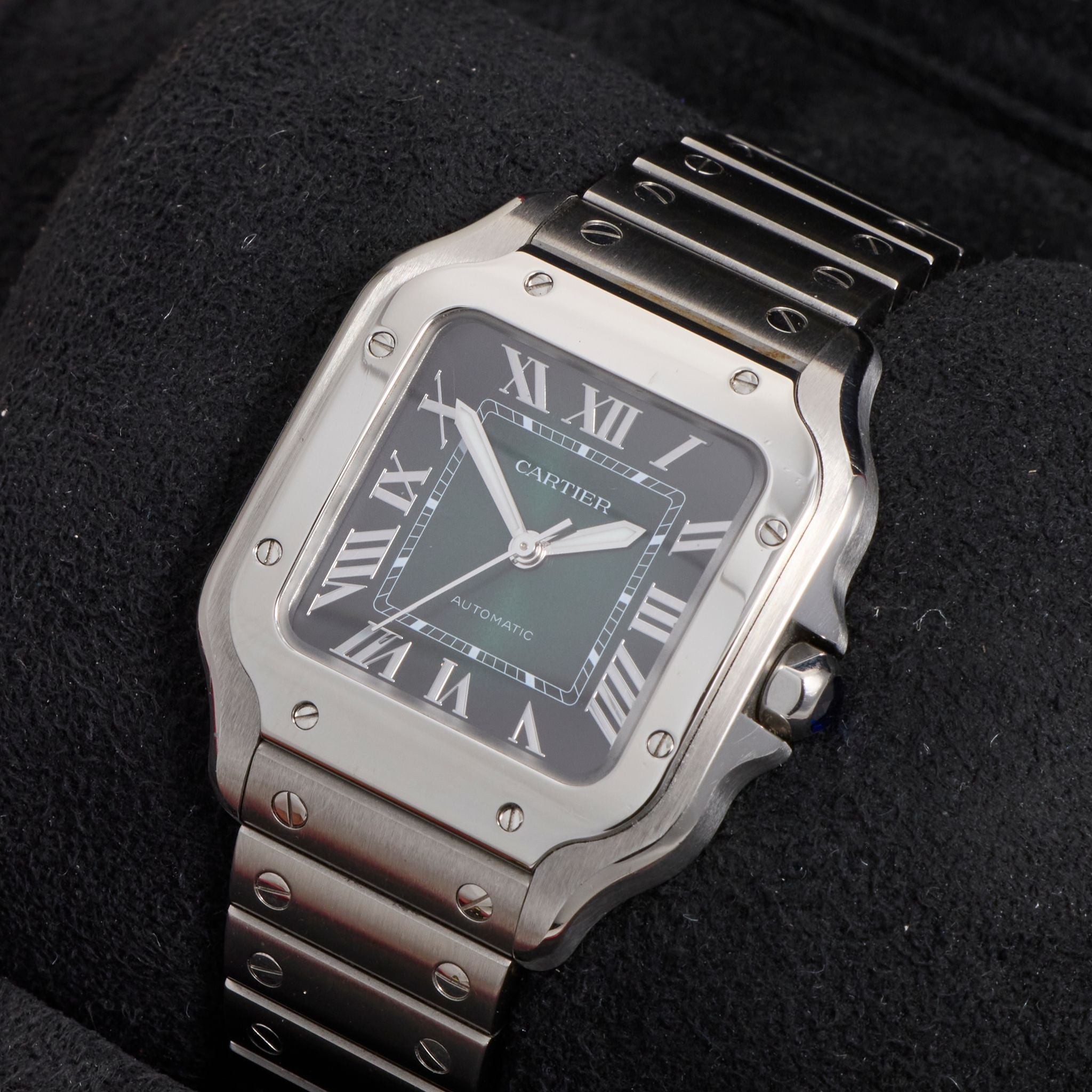 Cartier Santos de Cartier WSSA0061, Stainless Steel, Green Dial, Full Set, 2026 | Shop Authentique Lux