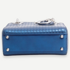 DIOR Medium Lady Dior, Blue Cannage Leather, Silver Hardware, base and feet | Shop Authentique Lux