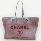 Chanel Deauville Large Shopping Tote Pink Tweed Canvas Silver Hardware | Shop Authentique Lux
