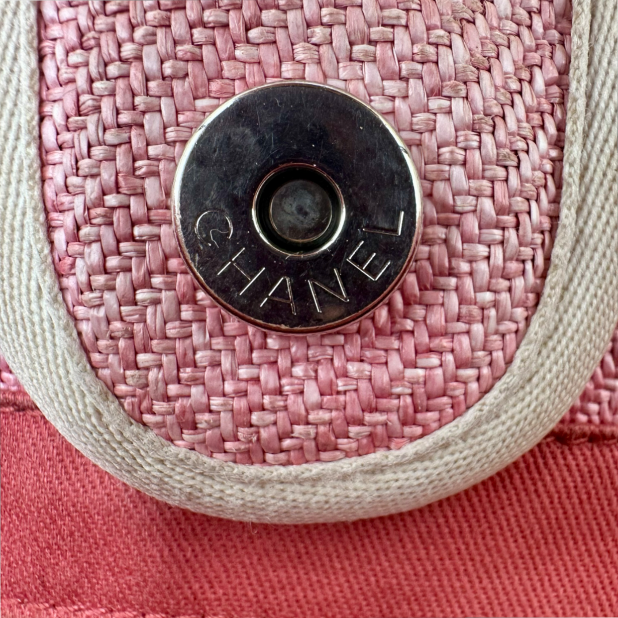Chanel Deauville Large Shopping Tote Pink Tweed Canvas Silver Hardware | Shop Authentique Lux