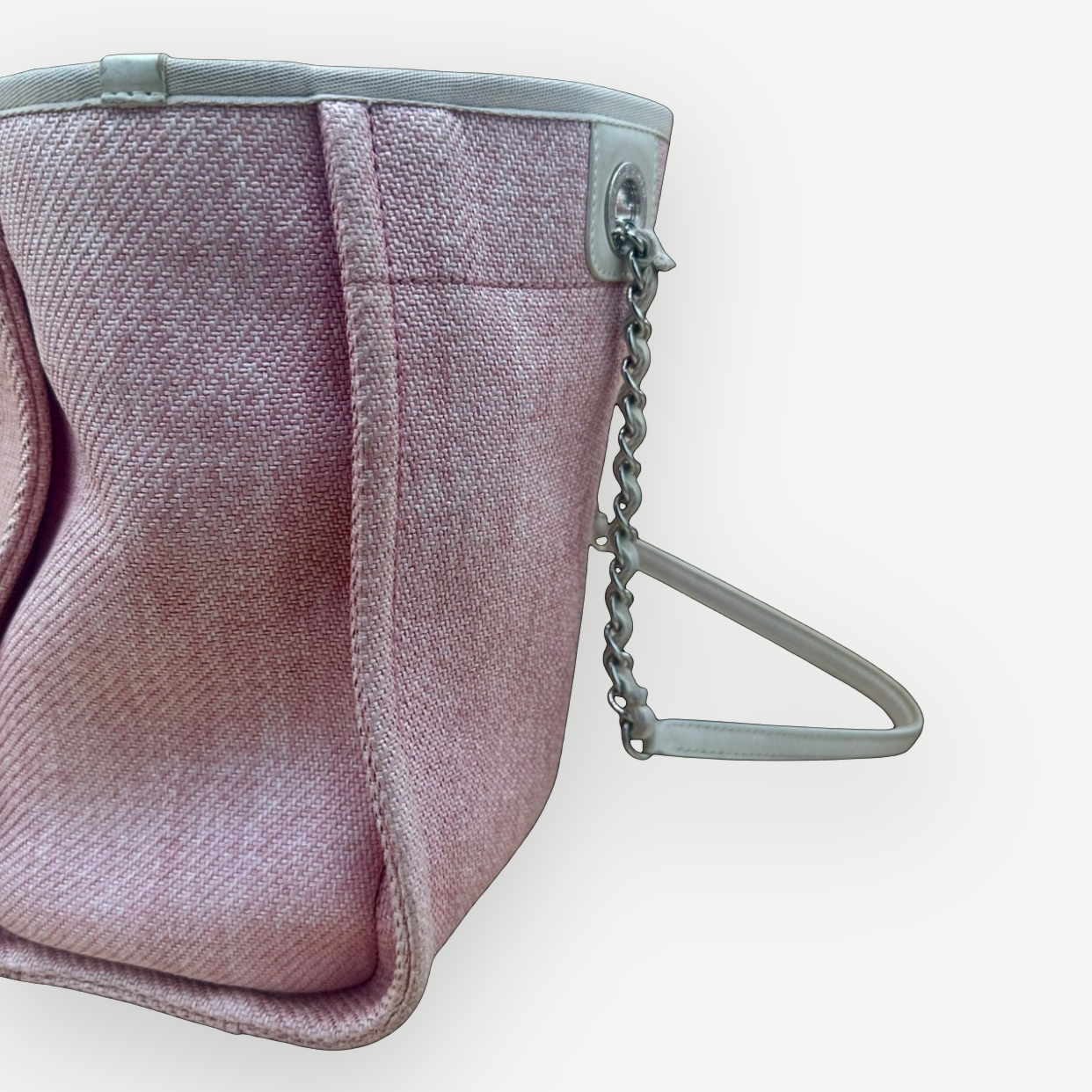 Chanel Deauville Large Shopping Tote Pink Tweed Canvas Silver Hardware | Shop Authentique Lux