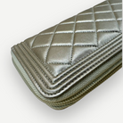 Chanel Boy Chevron Quilted Metallic Gold Leather Continental Wallet | Shop Authentique Lux