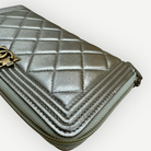 Chanel Boy Chevron Quilted Metallic Gold Leather Continental Wallet | Shop Authentique Lux