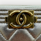 Chanel Boy Chevron Quilted Metallic Gold Leather Continental Wallet | Shop Authentique Lux