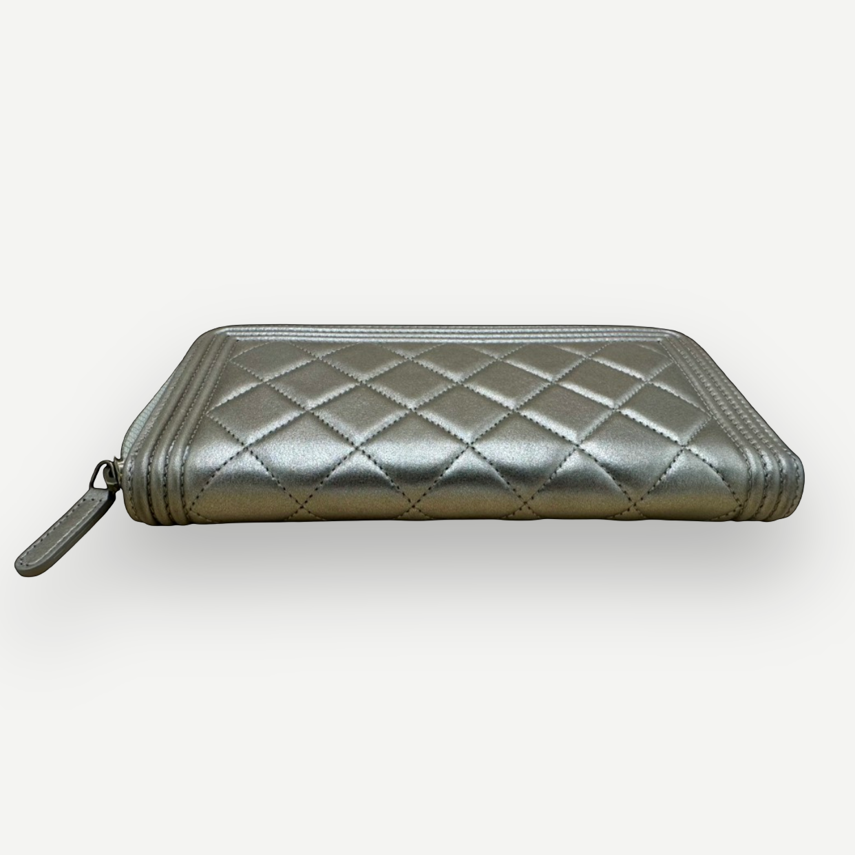 Chanel Boy Chevron Quilted Metallic Gold Leather Continental Wallet | Shop Authentique Lux