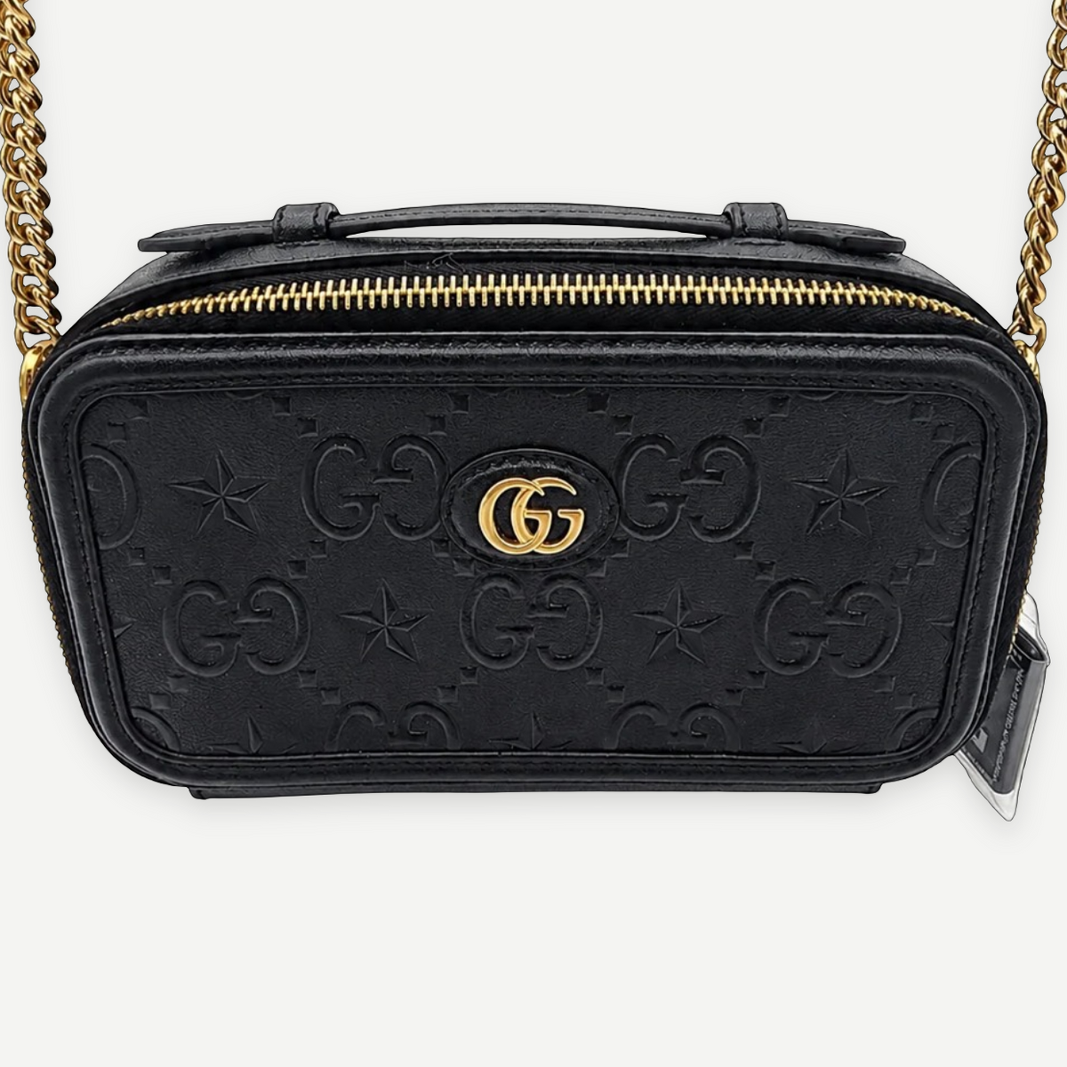 GUCCI Black Star Mini Shoulder Bag, Embossed Calfskin, Gold-Tone Hardware | Shop Authentique Lux