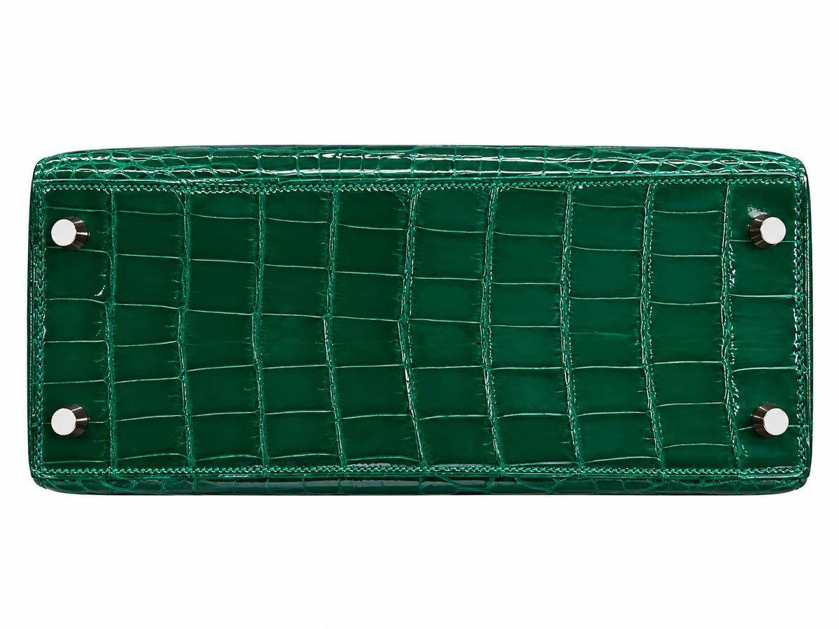 Hermès Vert Emeraude and Orange Shiny Niloticus Crocodile Sellier HSS Kelly 28 Brushed Gold Hardware, 2014 | Shop Authentique Lux