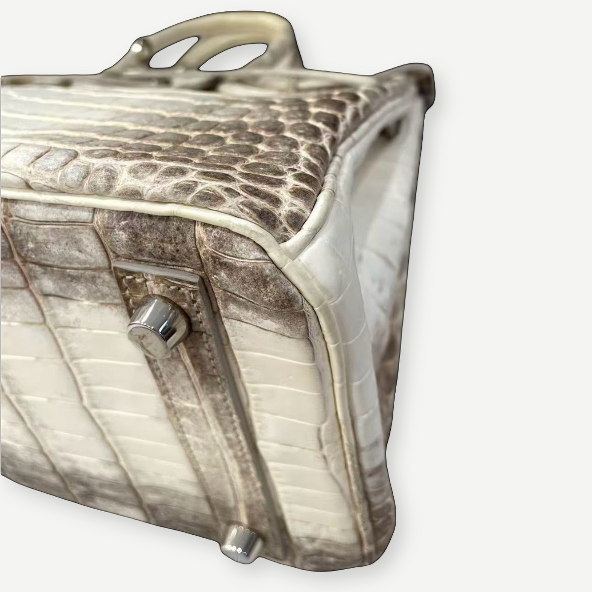 HERMÈS Birkin 25, Matte Himalaya Niloticus Crocodile, Palladium Hardware, 2012 | Shop Authentique Lux