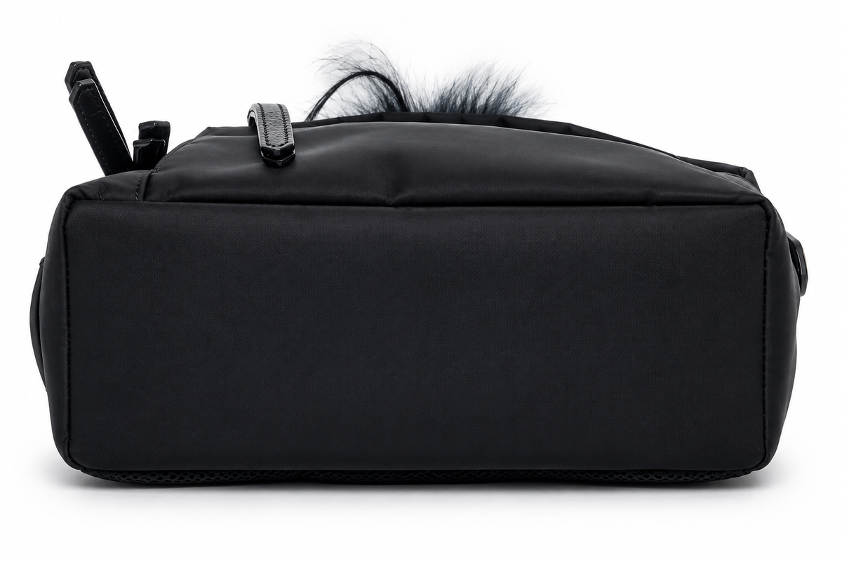 Fendi Bag Bugs Mini Backpack in Black Nylon, Leather and Blue Fur | Shop Authentique Lux