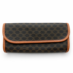 CELINE Vintage Macadam Cylinder Clutch, Macadam Canvas & Leather