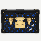 LOUIS VUITTON Petite Malle Black Blue Monogram canvas front view | Shop Authentique Lux