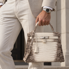 HERMES Kelly 25 Retourne, Himalaya Matte Niloticus Crocodile, PHW, Full Set, 2024 | Shop Authentique Lux