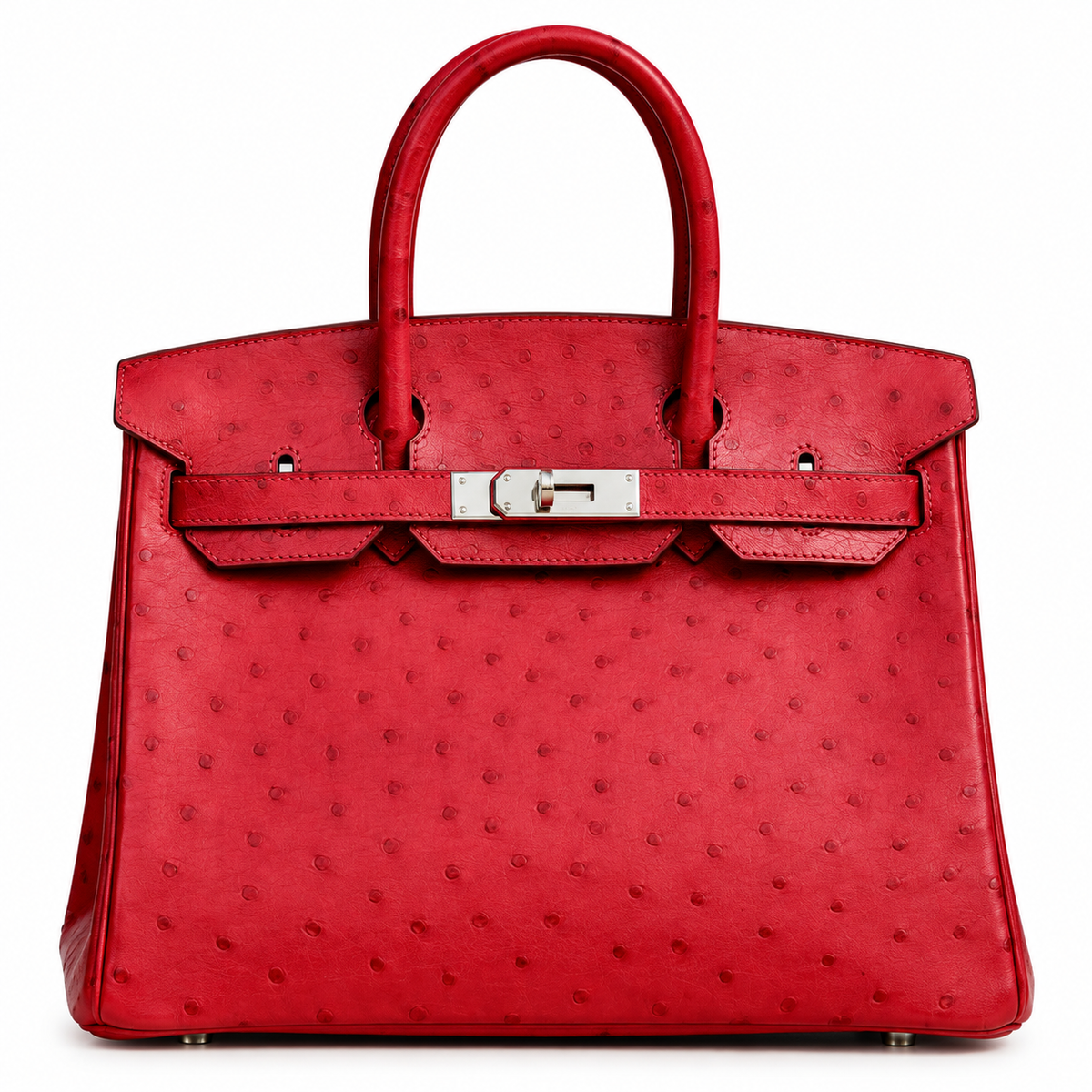 Hermès Birkin 30 in red ostrich leather with palladium hardware | Shop Authentique Lux