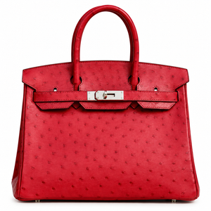 HERMÈS Birkin 30, Red Ostrich, Palladium Hardware, X Stamp, 2016