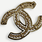 Chanel Classic Interlocking CC Brooch, Crystal & Faux Pearl, Gold-Tone | Shop Authentique Lux