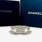 Chanel Classic Interlocking CC Brooch, Crystal & Faux Pearl, Gold-Tone | Shop Authentique Lux