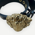 Gucci Lion Head Belt, Black Leather, Gold Hardware | Shop Authentique Lux