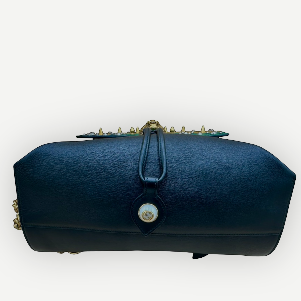 Gucci Malin Medium Studded Backpack, Black Leather, Gold Hardware | Shop Authentique Lux
