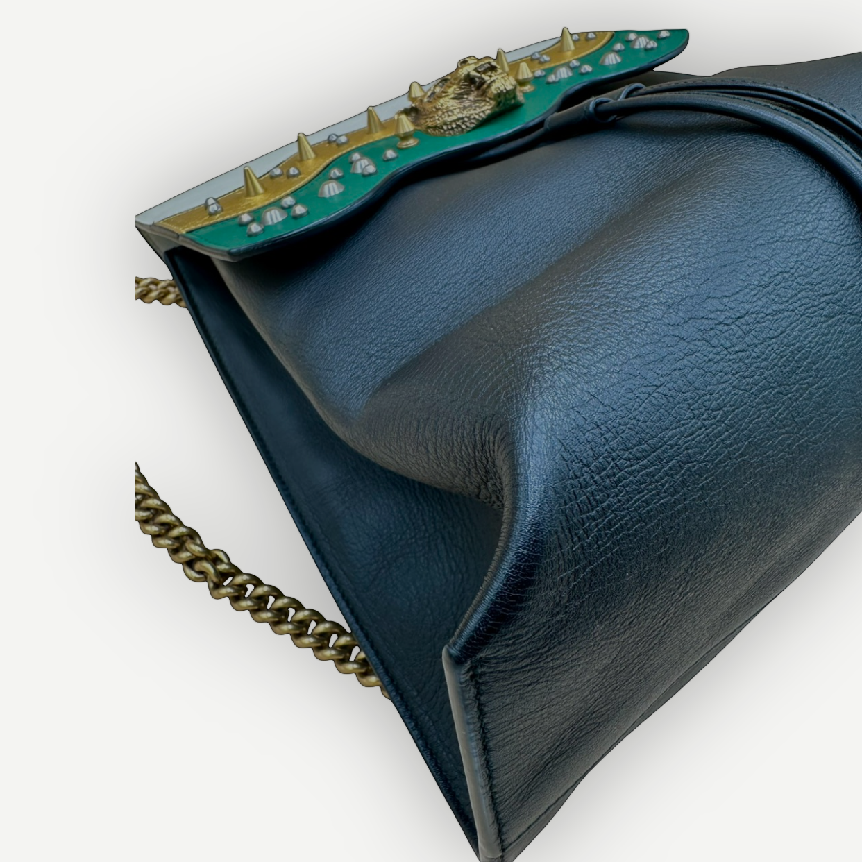 Gucci Malin Medium Studded Backpack, Black Leather, Gold Hardware | Shop Authentique Lux