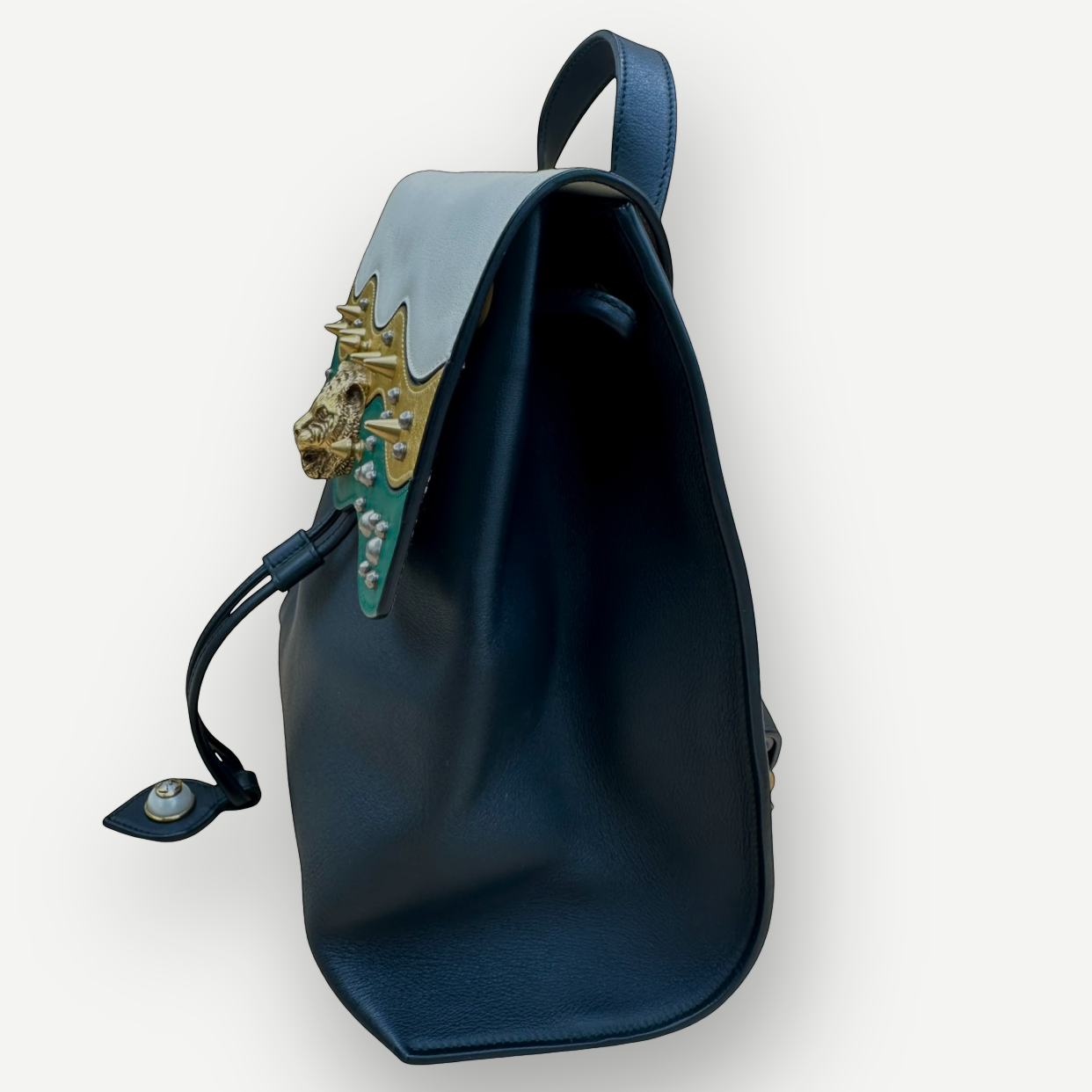 Gucci Malin Medium Studded Backpack, Black Leather, Gold Hardware | Shop Authentique Lux