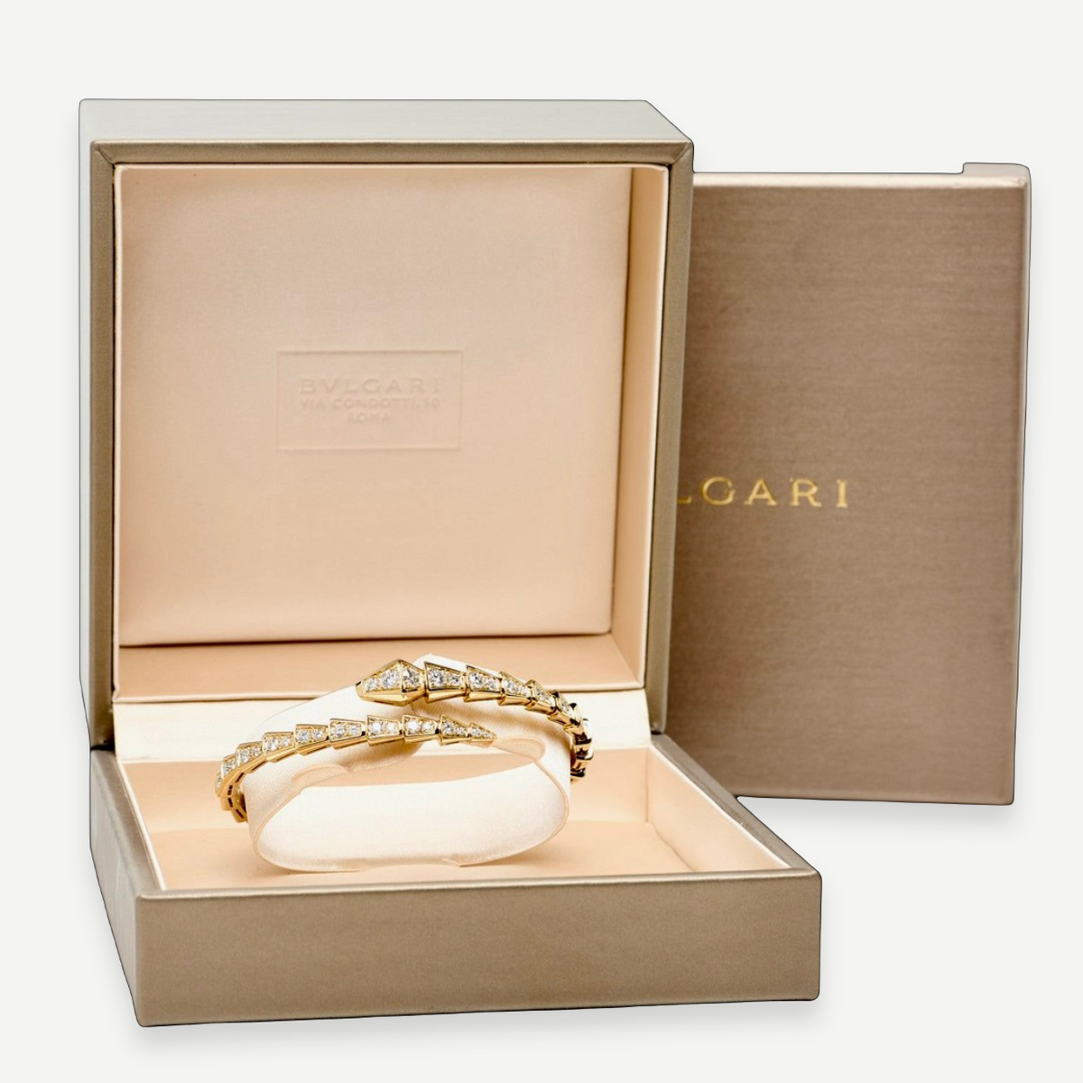 BVLGARI Serpenti Viper Diamond Bracelet, 18K Yellow Gold, Size 17 | Shop Authentique Lux