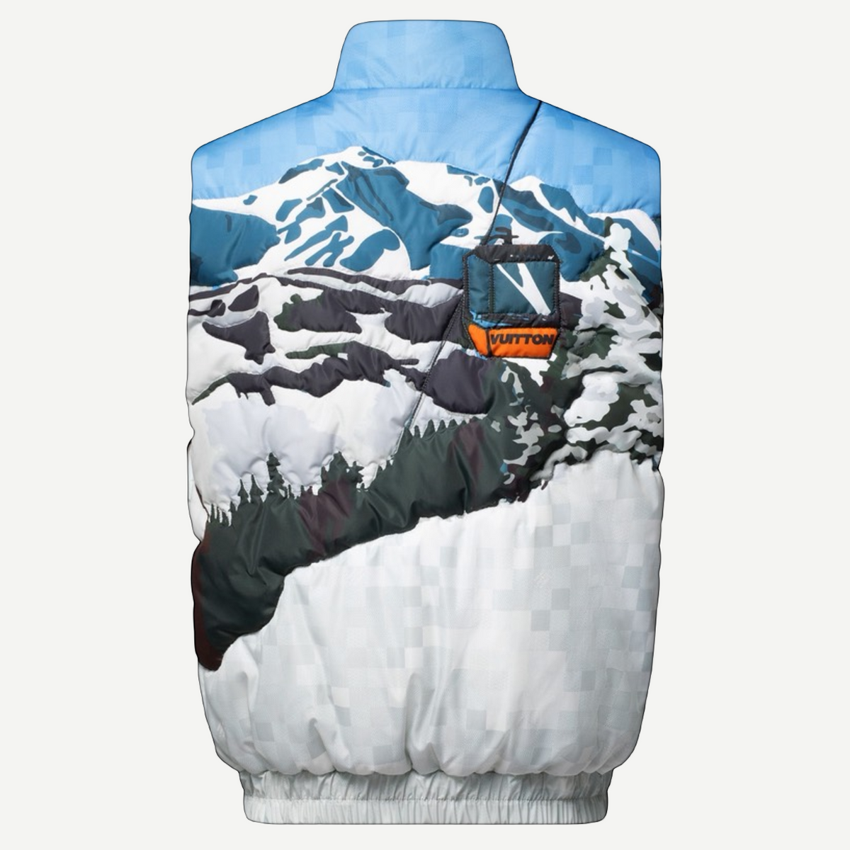 LOUIS VUITTON SS25 Ski cotton vest, angled view with skier print | Shop Authentique Lux