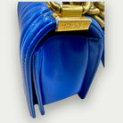 Chanel Medium Boy Bag Chevron Quilted Beautiful Blue Gold Hardware | Shop Authentique Lux