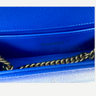 Chanel Medium Boy Bag Chevron Quilted Beautiful Blue Gold Hardware | Shop Authentique Lux