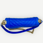Chanel Medium Boy Bag Chevron Quilted Beautiful Blue Gold Hardware | Shop Authentique Lux