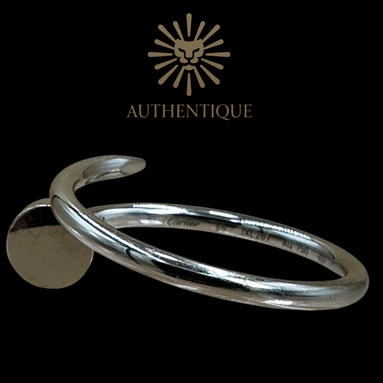 Shop Authentic Cartier Juste un Clou Small Model (SM) Ring in 18k White Gold, size 7.25 (55), weighing 4 grams. Includes original boutique packaging.