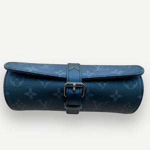 LOUIS VUITTON Étui 3 Montres Watch Case, Monogram Eclipse Canvas, Ref. M43385