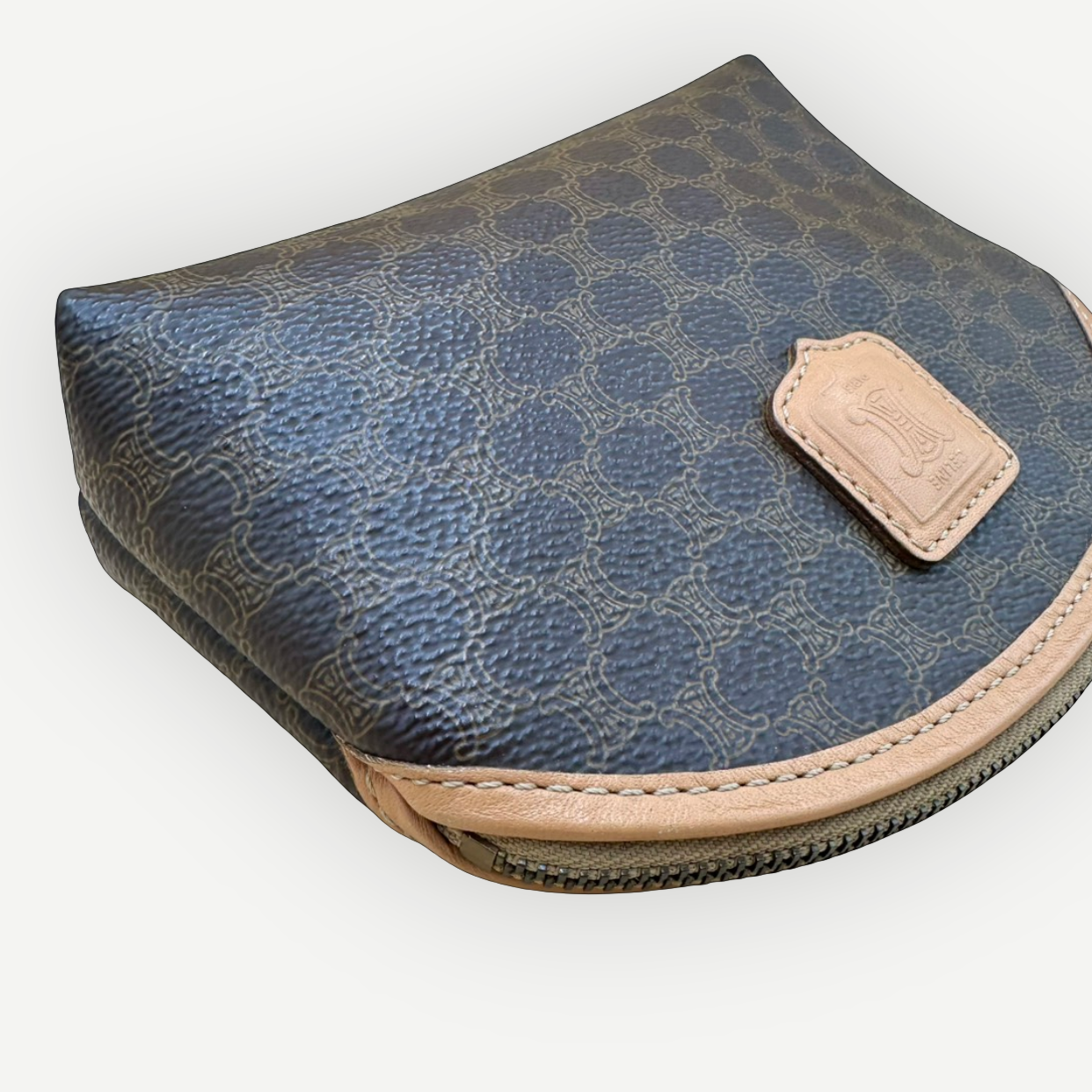 Celine Vintage Macadam Dome Cosmetic Pouch, Macadam Canvas & Leather | Shop Authentique Lux