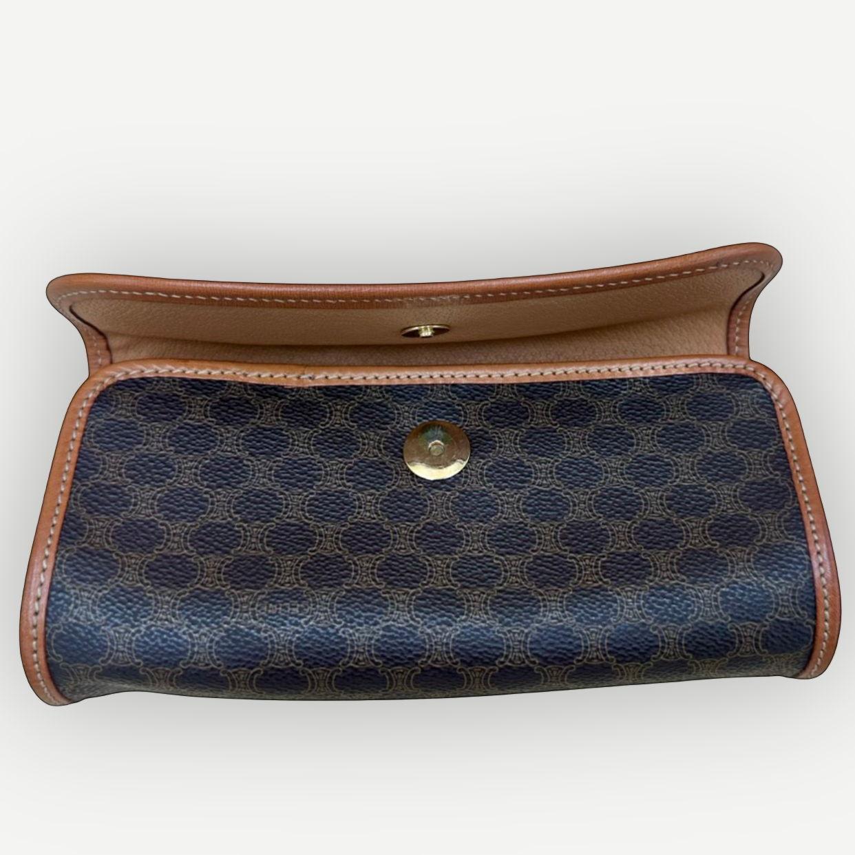 Celine Vintage Macadam Cylinder Cosmetic Pouch, Macadam Canvas & Leather | Shop Authentique Lux