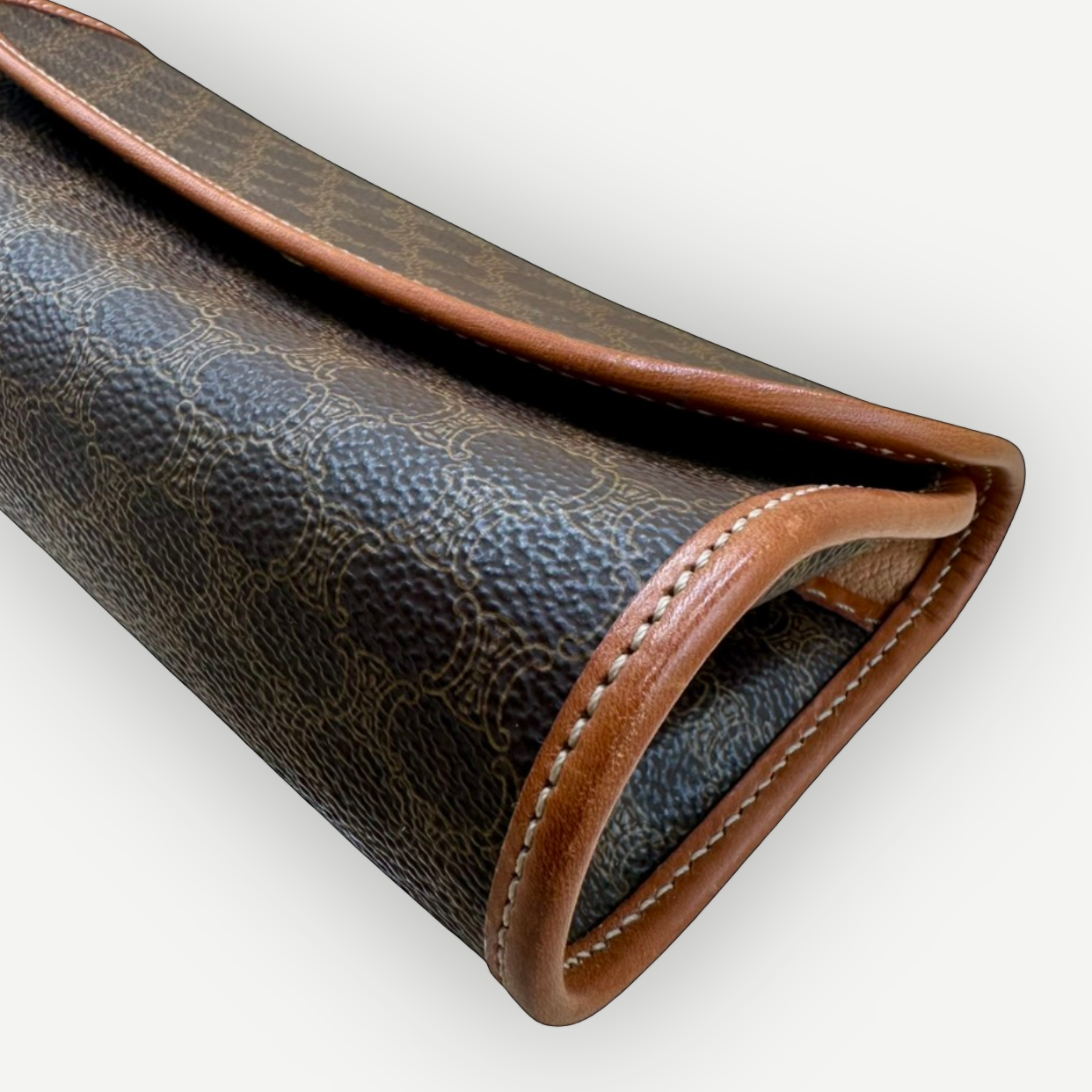 Celine Vintage Macadam Cylinder Cosmetic Pouch, Macadam Canvas & Leather | Shop Authentique Lux