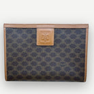 Celine Vintage Classic Zippered Clutch, Macadam Canvas & Leather | Shop Authentique Lux