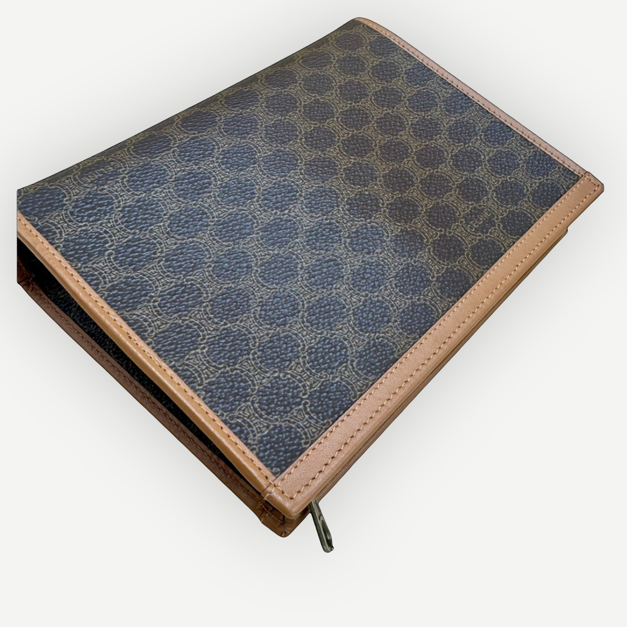 Celine Vintage Classic Zippered Clutch, Macadam Canvas & Leather | Shop Authentique Lux