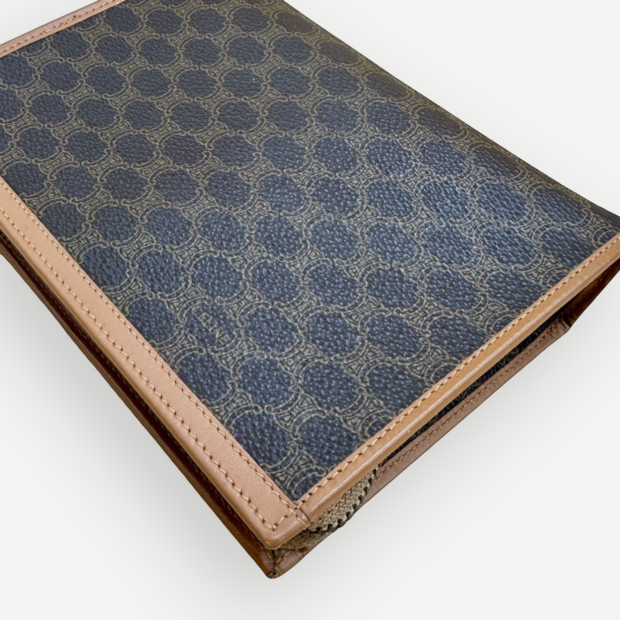 Celine Vintage Classic Zippered Clutch, Macadam Canvas & Leather | Shop Authentique Lux
