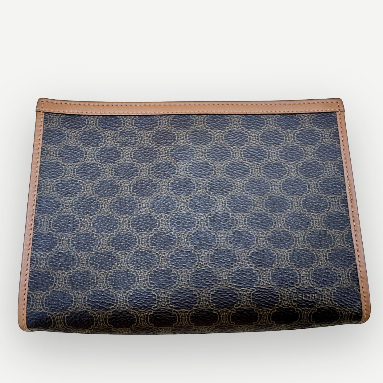 Celine Vintage Classic Zippered Clutch, Macadam Canvas & Leather | Shop Authentique Lux