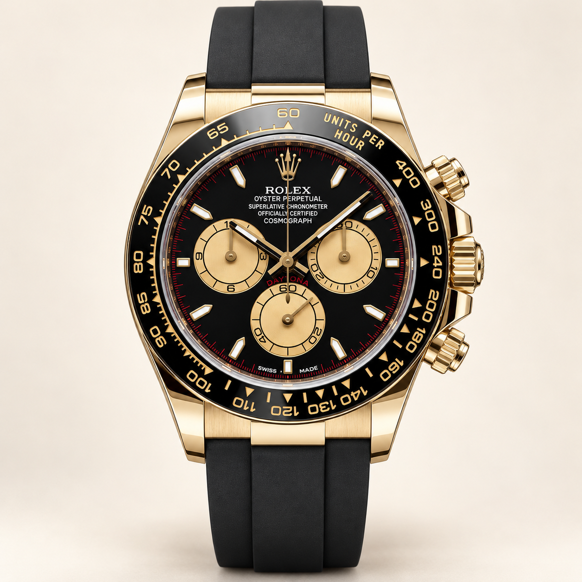 ROLEX Daytona “Paul Newman” 126518LN, Black Dial, 18K Yellow Gold, Oysterflex, Full Set, 2024 | Shop Authentique Lux