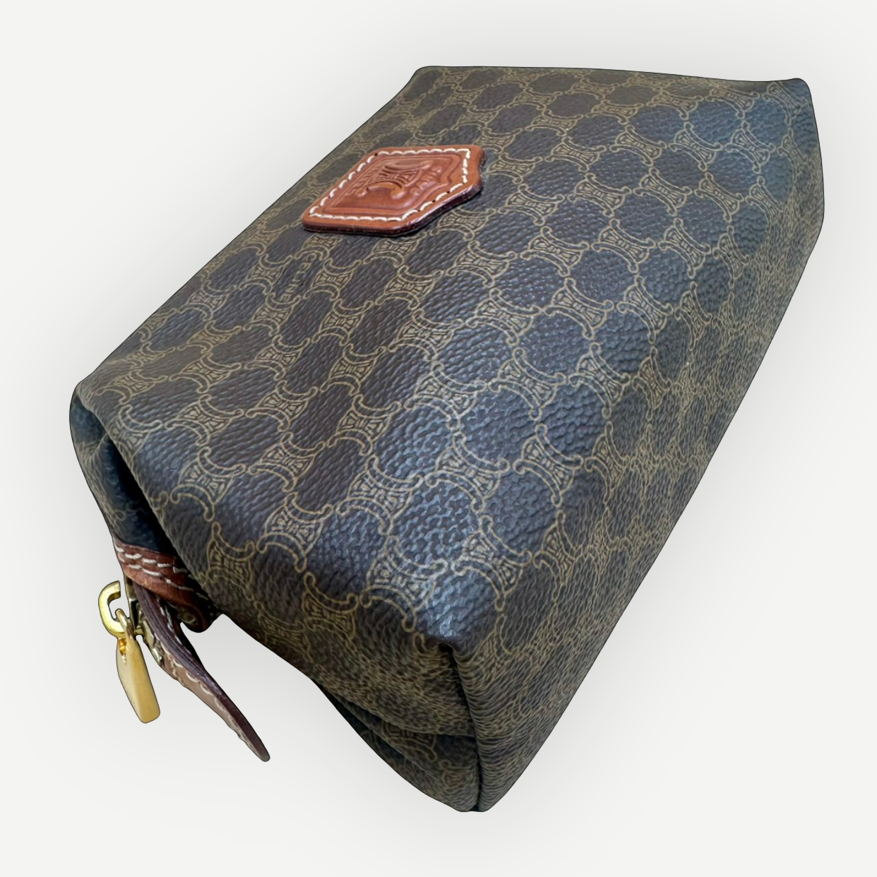 Celine Vintage Macadam Vanity Cosmetic Pouch, Macadam Canvas & Leather | Shop Authentique Lux