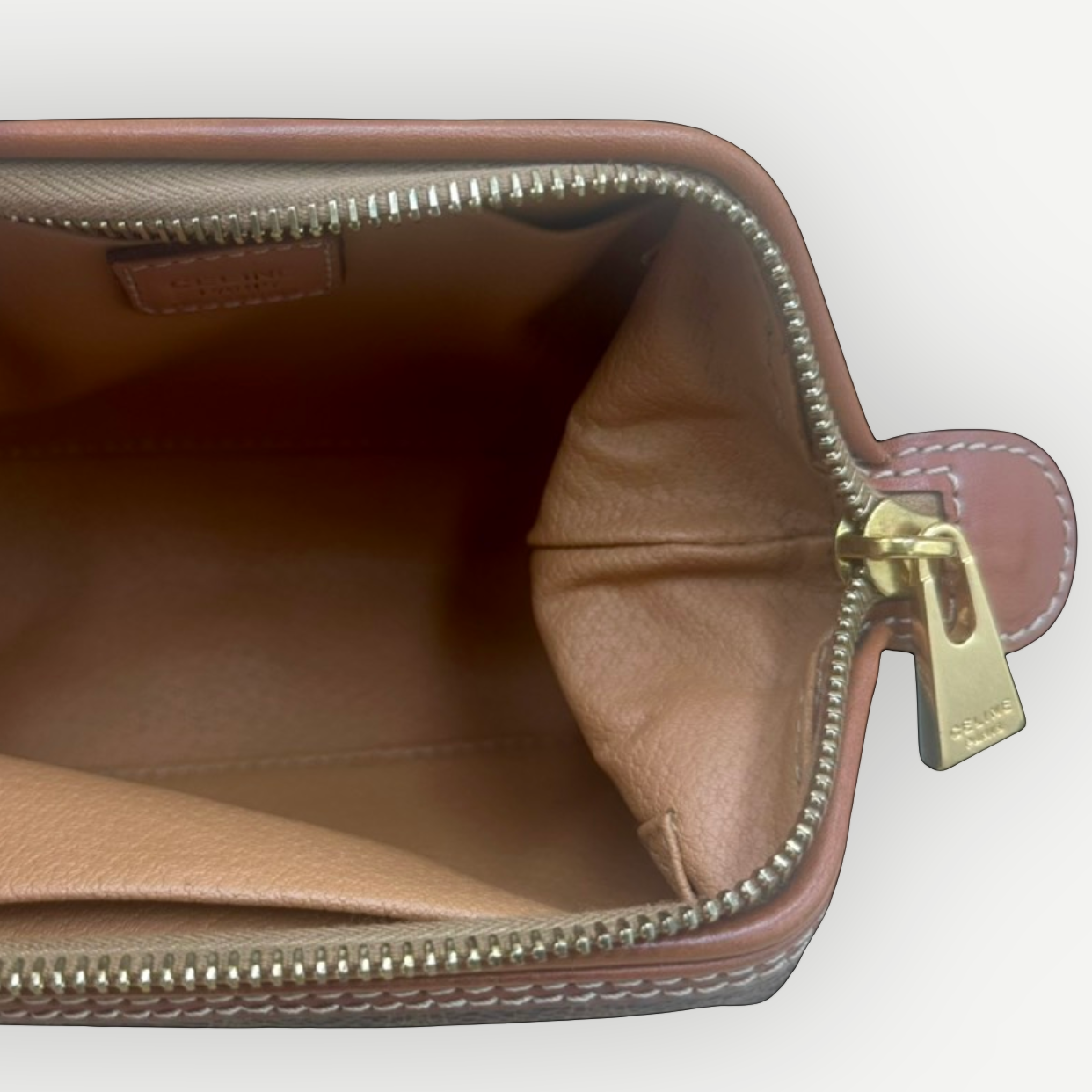 Celine Vintage Macadam Vanity Cosmetic Pouch, Macadam Canvas & Leather | Shop Authentique Lux