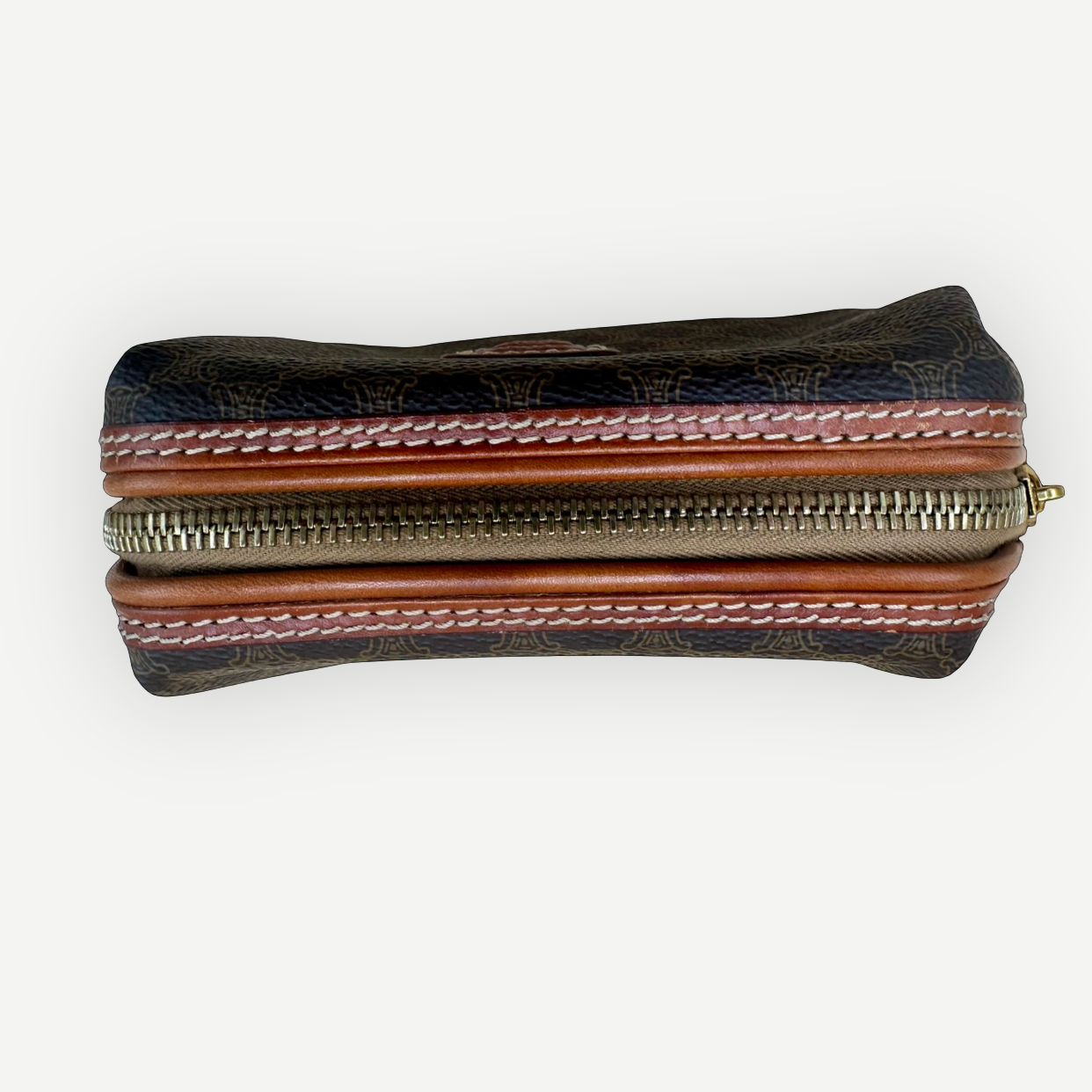 Celine Vintage Macadam Vanity Cosmetic Pouch, Macadam Canvas & Leather | Shop Authentique Lux