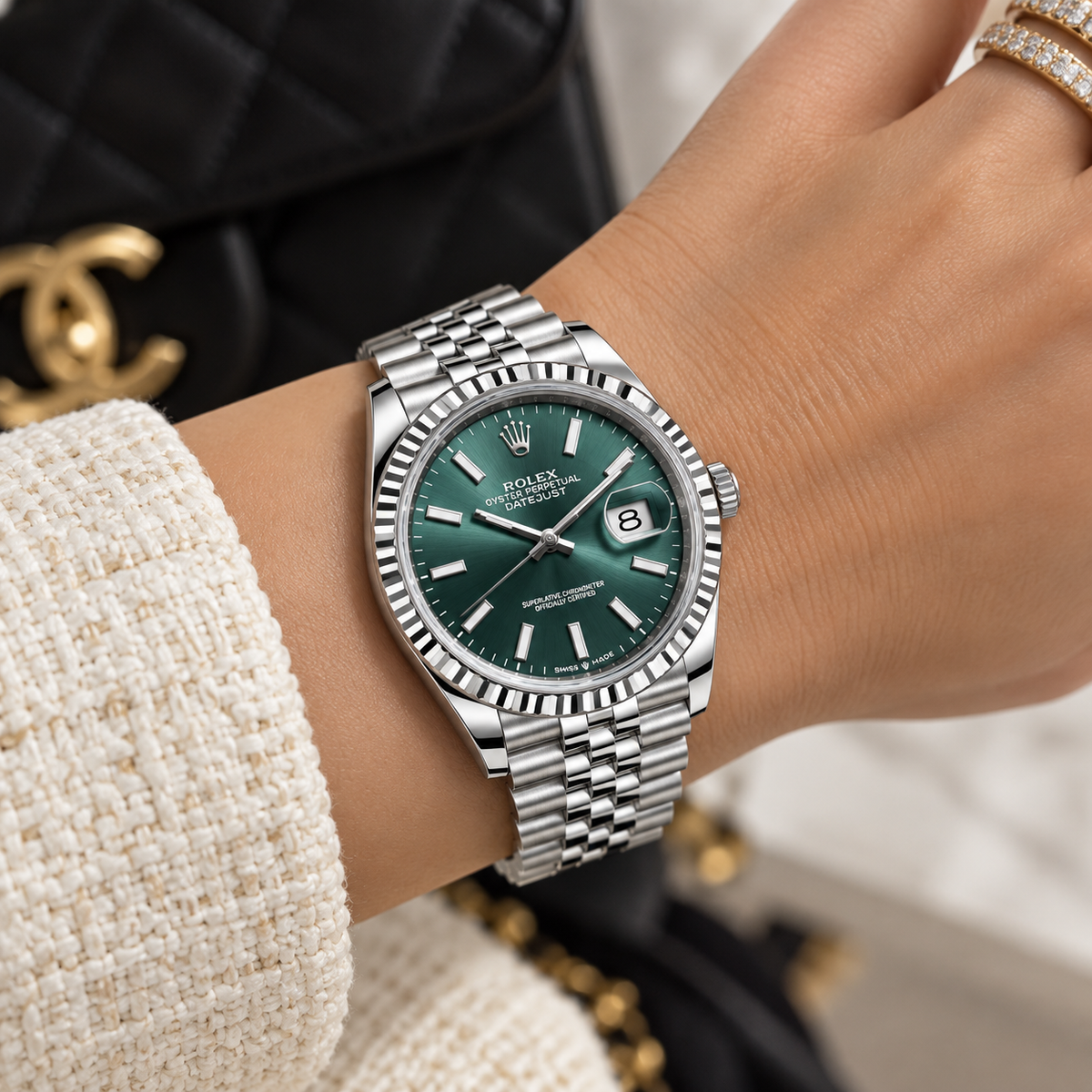 Rolex Datejust 36 126234, Green Dial, 18K White Gold Bezel, Full Set, 2025 | Shop Authentique Lux