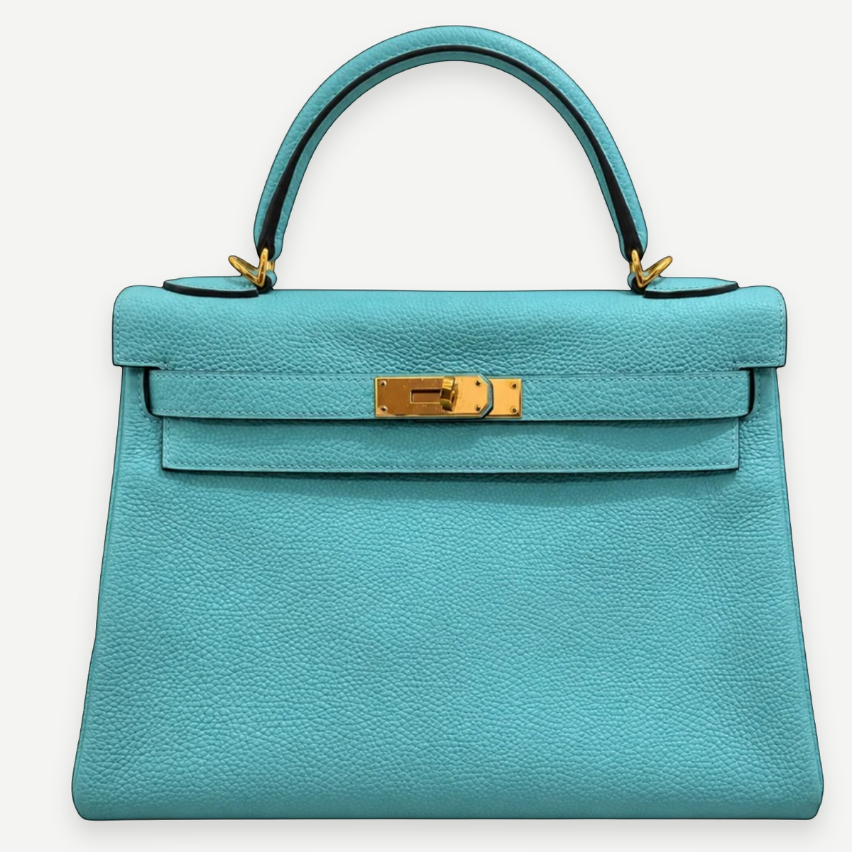 HERMÈS Bleu Atoll Togo Kelly 32, Gold Hardware, 2015 | Shop Authentique Lux
