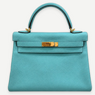 HERMÈS Bleu Atoll Togo Kelly 32, Gold Hardware, 2015 | Shop Authentique Lux